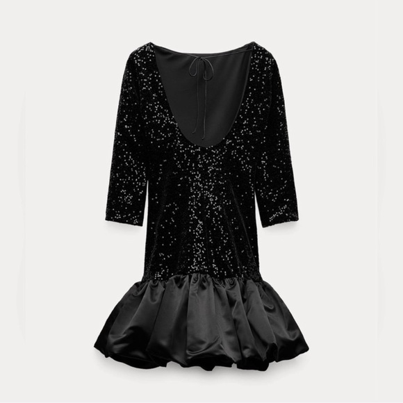 ZARA ZW COLLECTION FLYAWAY SKIRT SEQUIN DRESS - Picture 10 of 12